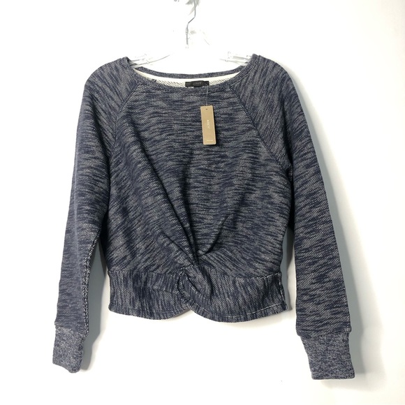 J. Crew NWT Twist Front long sleeve Sweatshirt XXS/XS. H5 - Picture 1 of 7